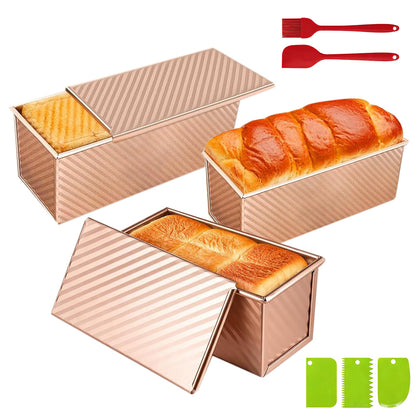 3Pcs Carbon Steel Loaf Pan Set with Brush and Scraper