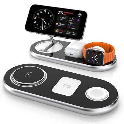3-in-1 Wireless Charging Station for Wireless Charging Apple Devices Foldable Charger Dock Black