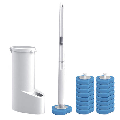 Disposable Toilet Brush Set with Replaceable Heads & Cleaning Liquid
