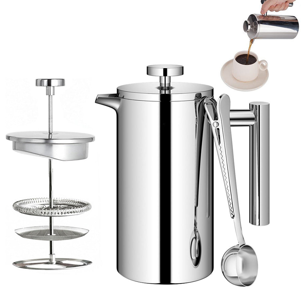 French Press Coffee Maker 304 Stainless Steel Double-Wall Insulated