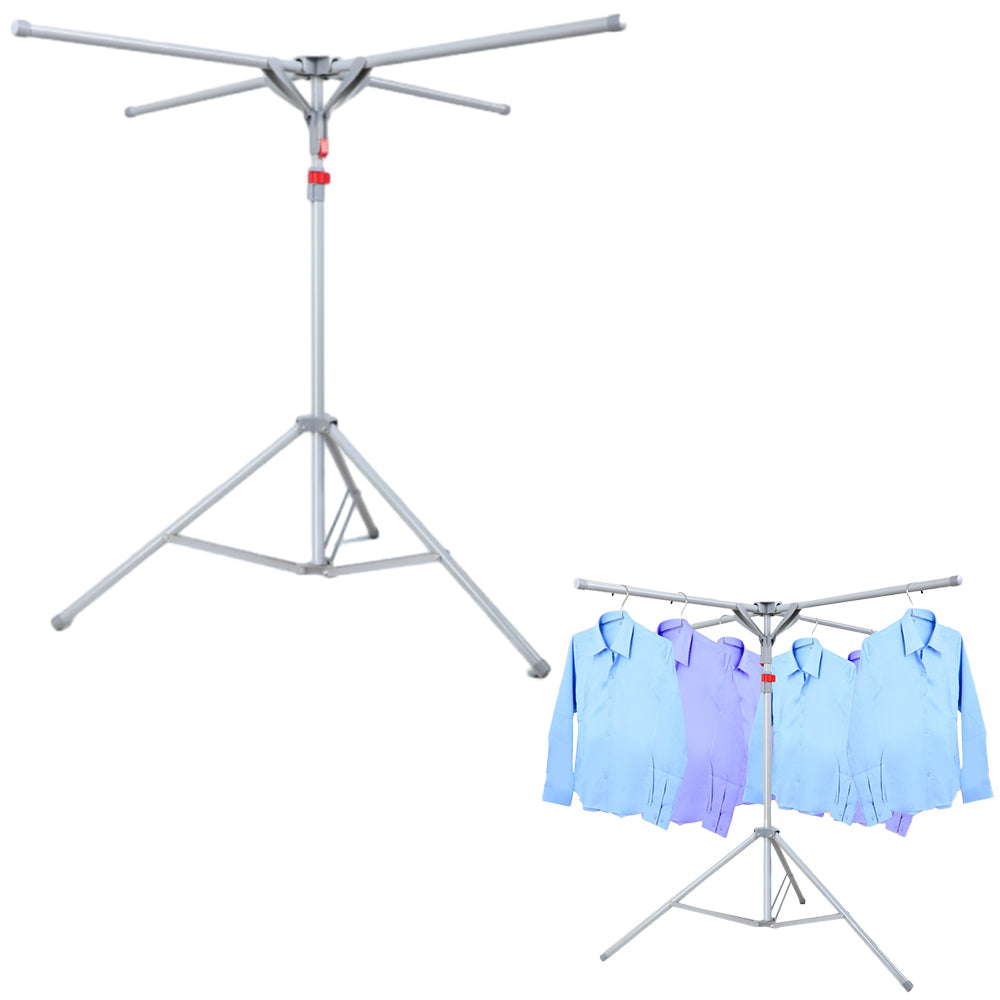 Portable Clothes Drying Rack Foldable Camping Tripod Clothes Hanger with Wind-resistant Hooks