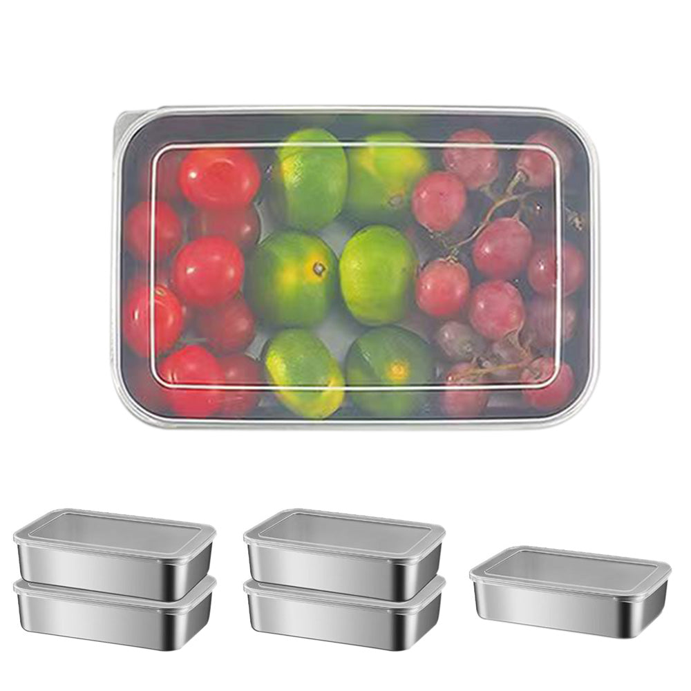 5Pcs Stainless Steel Food Storage Containers with Lids for Picnic Travel