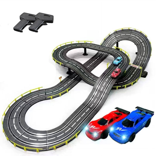 Electronic Slot Car Race Track Set with 2 High-Speed RC Cars Toy Gift for Kids