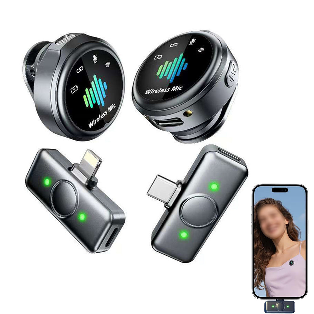 Dual Receivers Mini Lavalier Microphone with Magnetic Clip