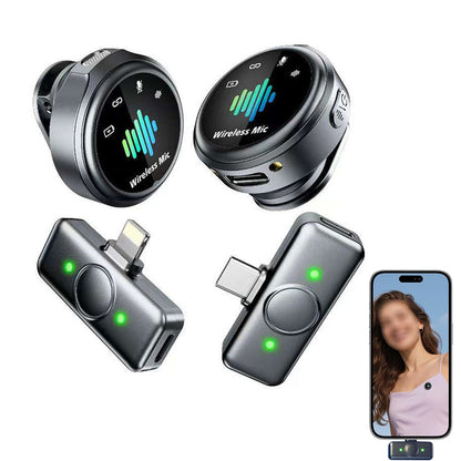 Dual Receivers Mini Lavalier Microphone with Magnetic Clip