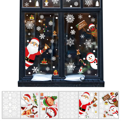 6Pcs Christmas Window Clings Stickers Decals with Santa Claus and Snowman