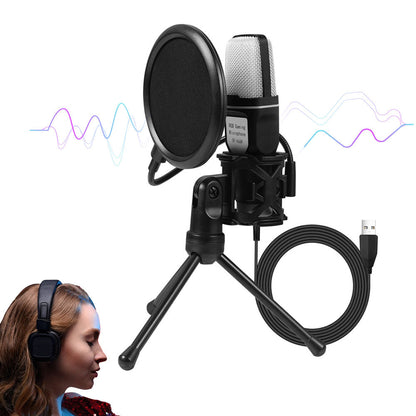 USB RGB Gaming Microphone Condenser Microphone with Tripod Stand for Streaming Recording