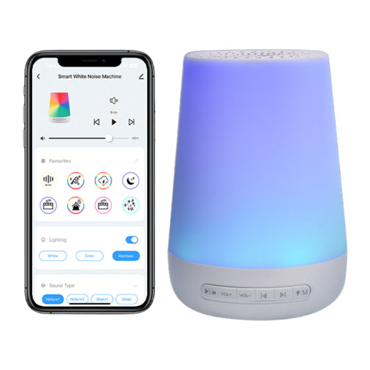 App Control White Noise Sound Machine with Adjustable Night Light 34 Sounds Sleeping Trainer Alarm Clock