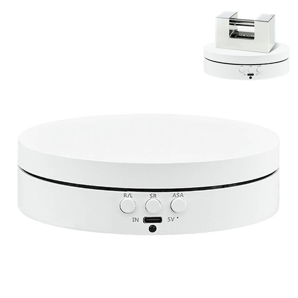 Electric 360 Degree Rotating Display Stand for Jewelry and Photography - White