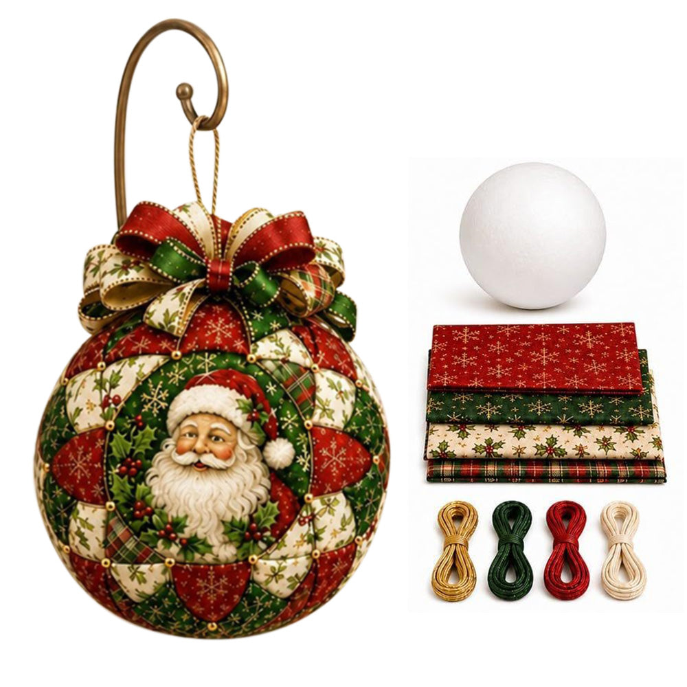 Adult Christmas Patchwork Ball DIY Ornament Craft Kit - Santa