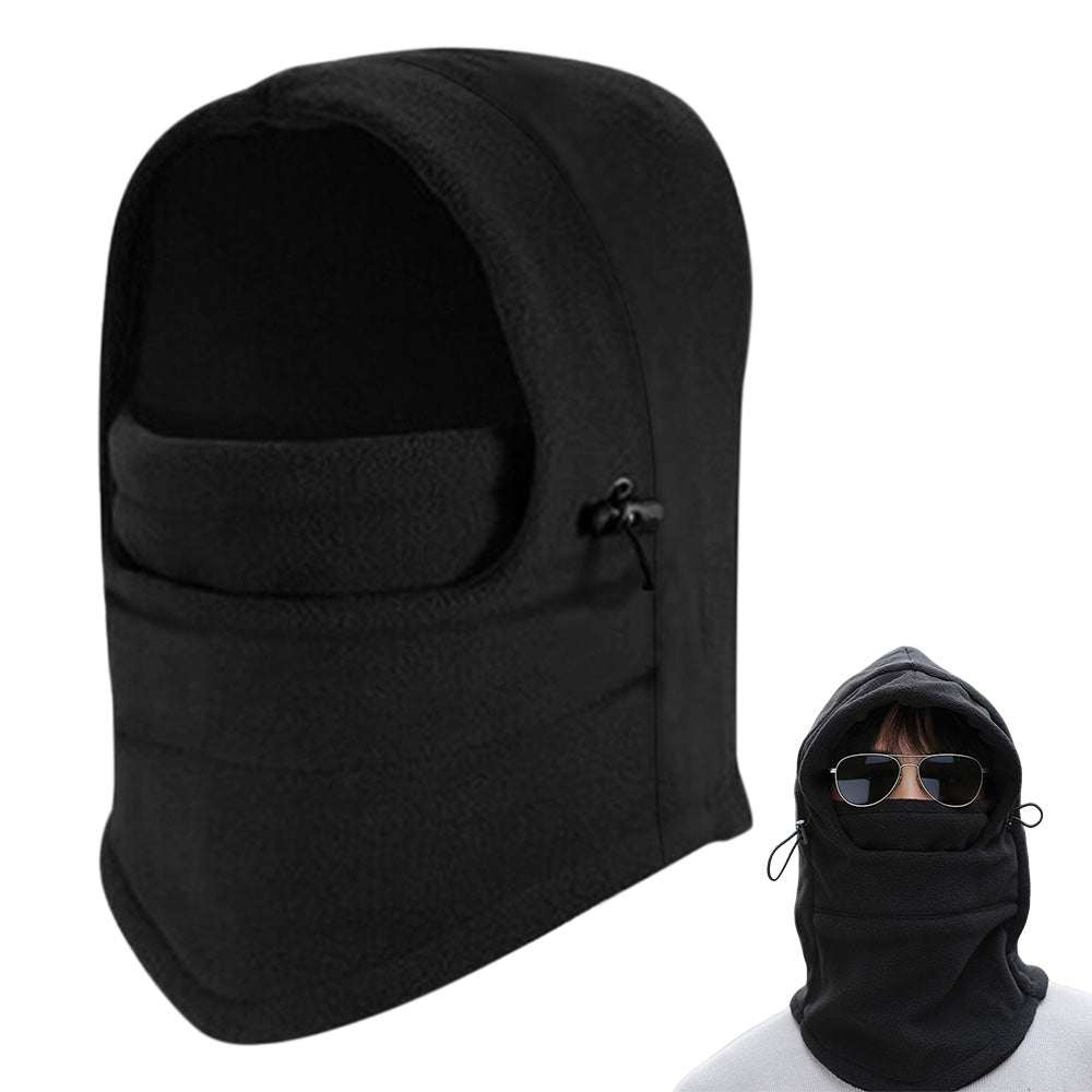 3-in-1 Winter Cycling Balaclava Thermal Fleece Face Mask-Black