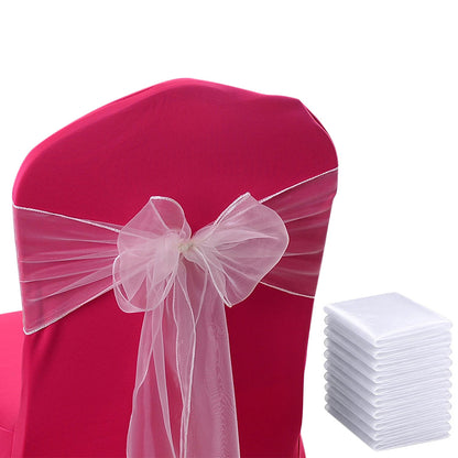 10 Piece Sheer Organza Wedding Chair Back Bow Sashes for Party Decor - White