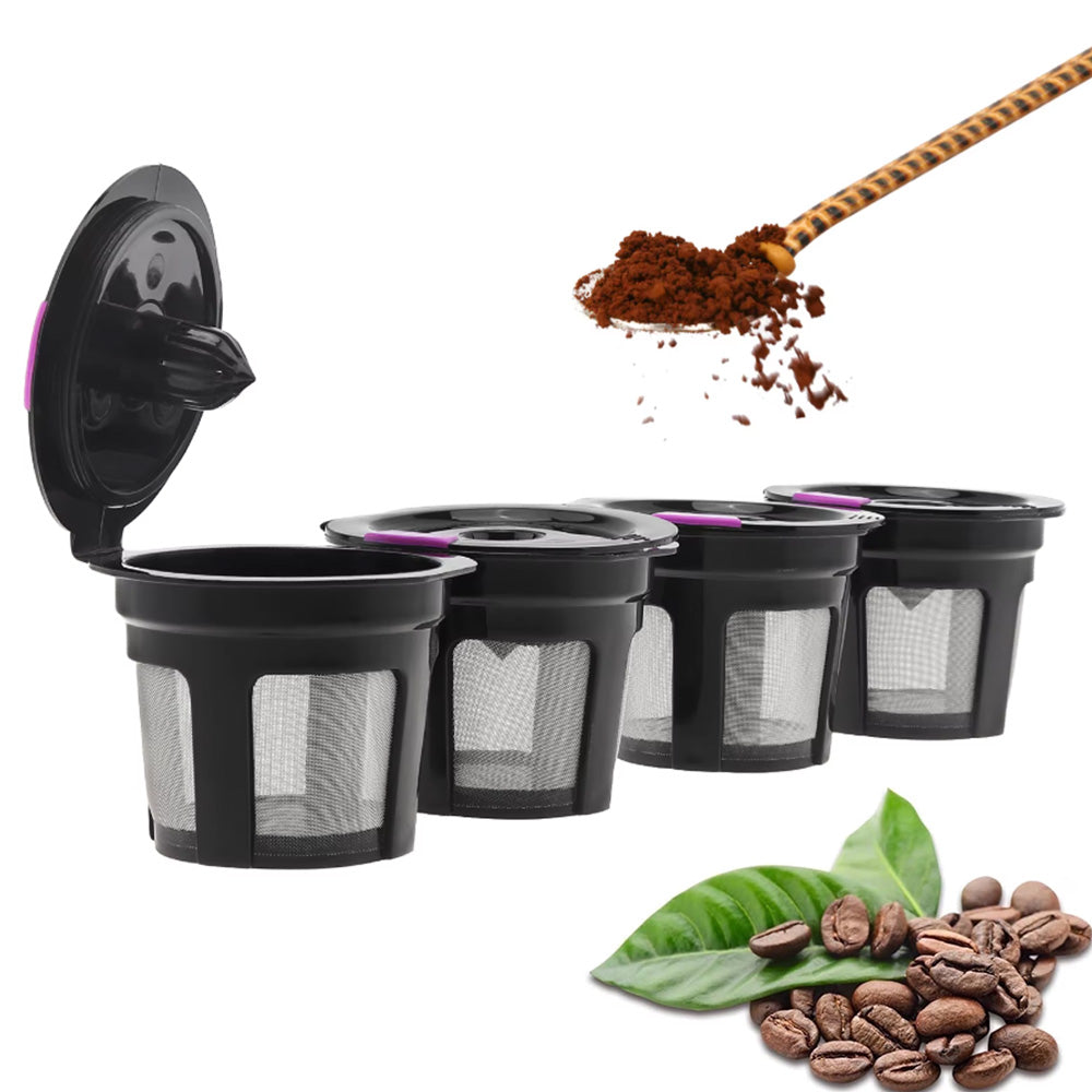4 Piece Refillable Coffee Pods for Keurig K Cup Machines - Black
