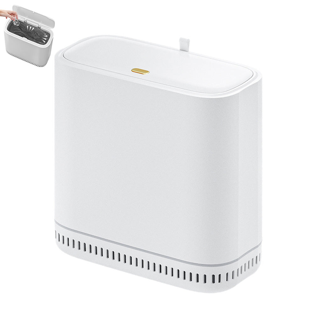 Household Adsorption Trash Can with Lid for Bathroom - White