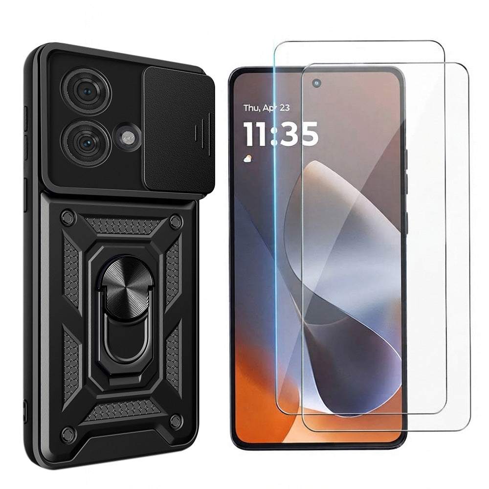 Case and Tempered Glass Screen Protector Set for Moto G86 Power - Black