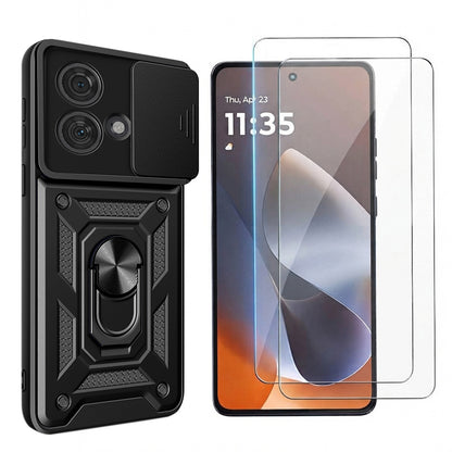 Case and Tempered Glass Screen Protector Set for Moto G86 Power - Black