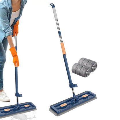 360 Degree Rotatable Flat Mop Adjustable Mop with 2 Replacement Pads Blue