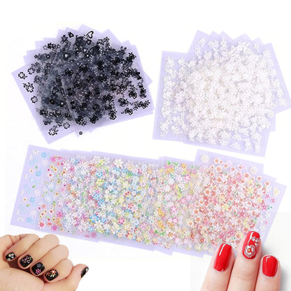 50 Piece 3D Floral Self Adhesive Nail Stickers for DIY Nail Art Decoration