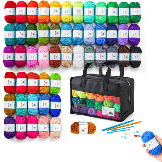 41 Piece Crochet Yarn Set with Hooks Sewing Needles Stitch Markers Storage Bag