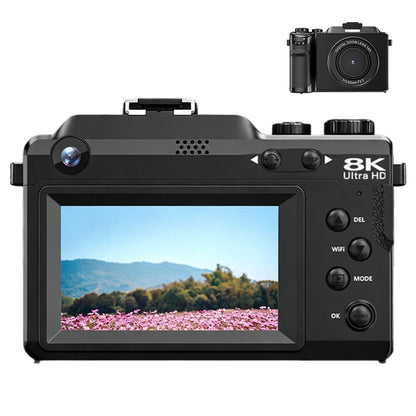 8K Digital Camera 18X Zoom Dual Lens Camera-Black