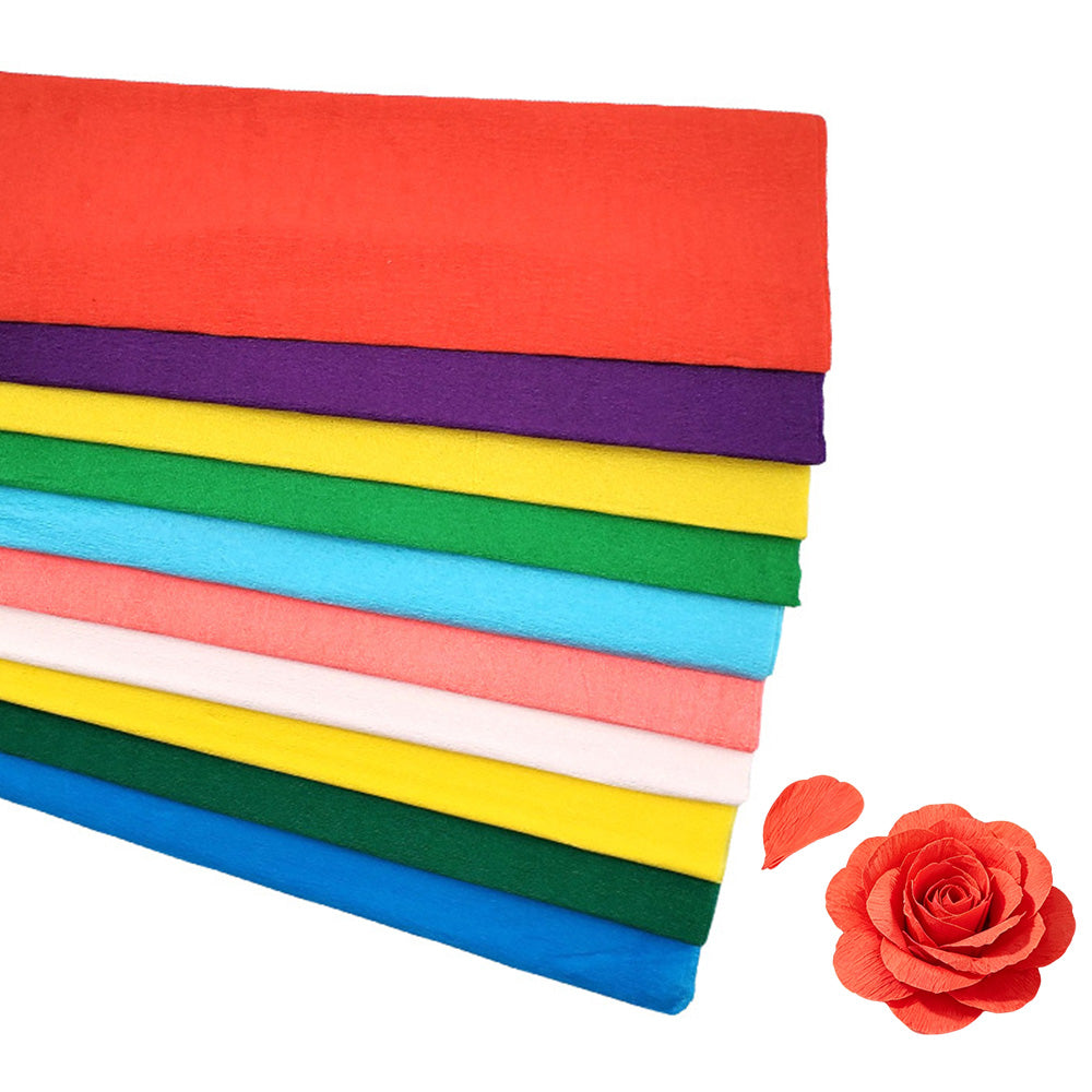 10 Crepe Paper Sheets for Gift Wrapping and Flower Crafts - Mixed Color