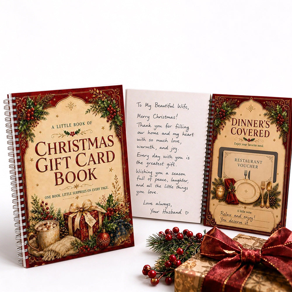 Christmas Presents Card Book Spiral Bound Holder Organiser with Handwritten Notes Style B