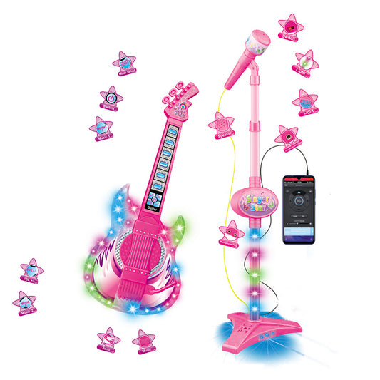2 in 1 Guitar Microphone Toy with Color Lights for Ages 4 Plus - Pink