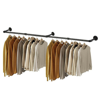 183cm Galvanized Carbon Steel Wall Mounted Clothes Rack - Black