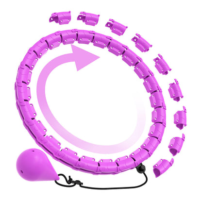 32 Section Weighted Hula Hoop with Massage Rollers-Purple