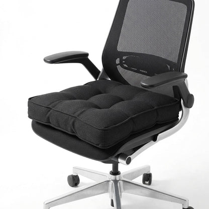Thickened PP Cotton Padded Chair Seat Cushion with Rolled Edge - Black