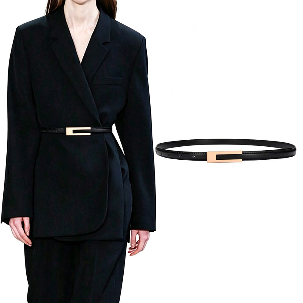 Vintage Womens PU Leather Casual Belt for 72 to 94cm Waist - Black
