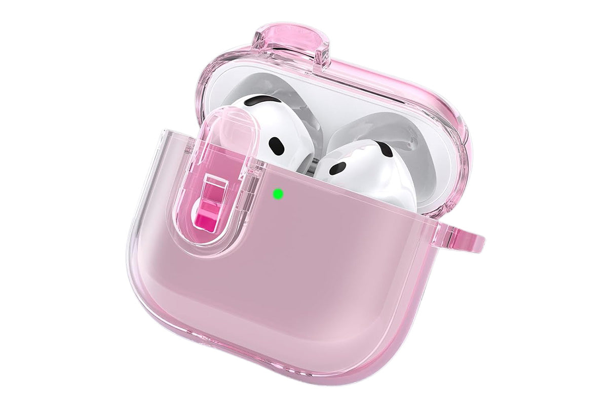 Earphones Case Compatible with Apple Airpods 4 Soft TPU Clear Earbuds Case-Pink