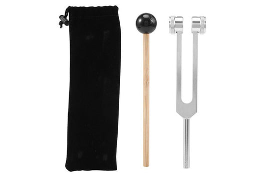 128Hz Tuning Forks Set with Reflex Hammer for Healing Meditation Chakra -Silver