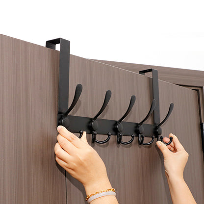 Stainless Steel Over The Door Hooks Durable Door Hangers for Kitchen Bathroom Bedroom - Black