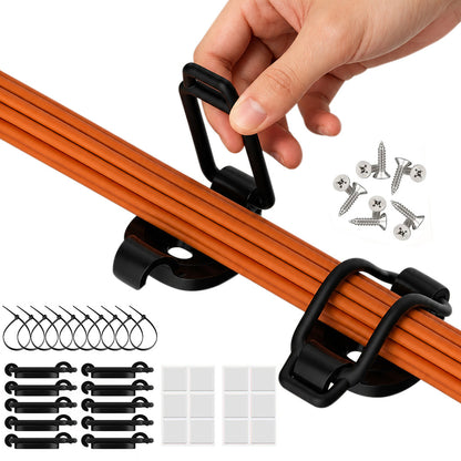 10 Piece Cable Clips Cord Organizer 10 Pack Adhesive Screw Zip Tie Mount Holder - Black