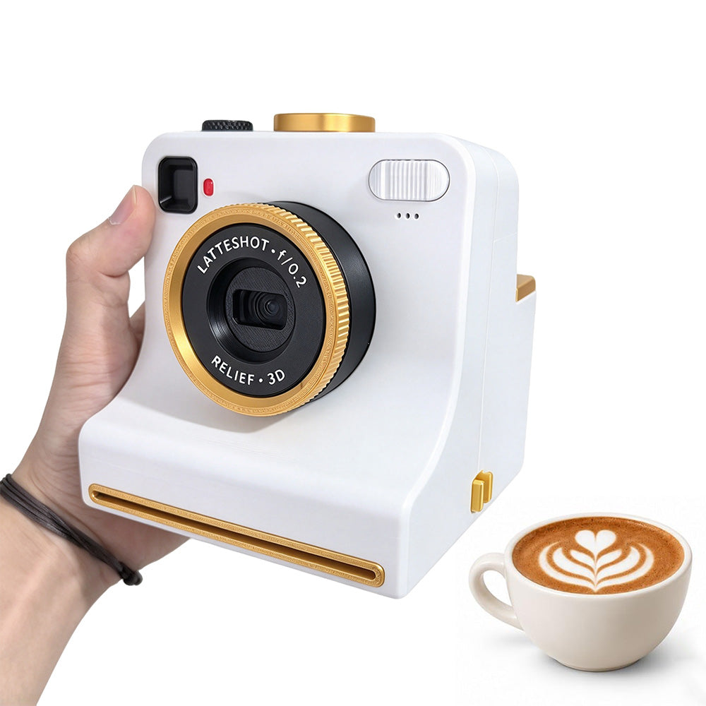 Retro Coffee Latte Art Stencil Tool with 4 Heart Design Cards - White