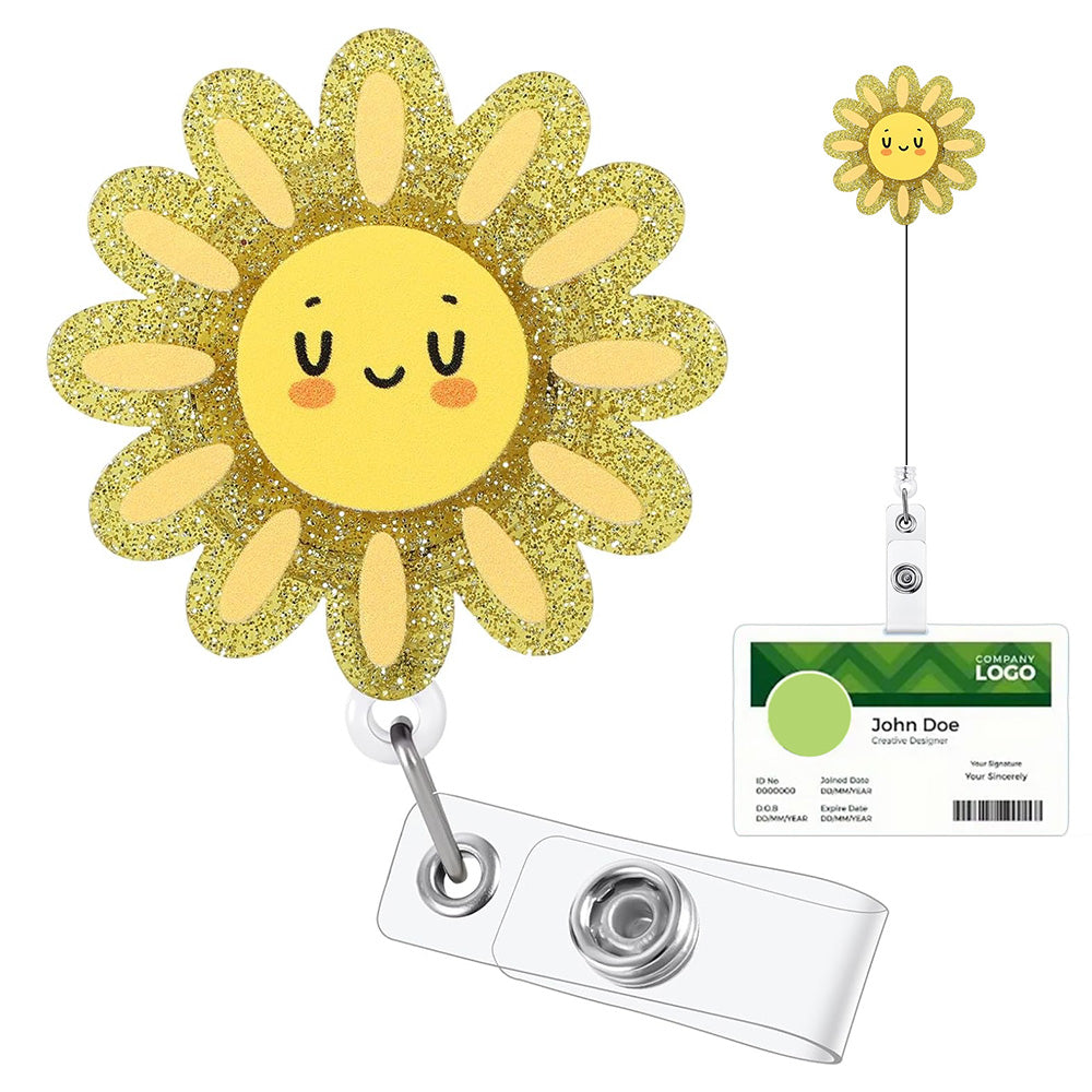 Retractable Badge Reel Cute Badge Clip - Sunflower
