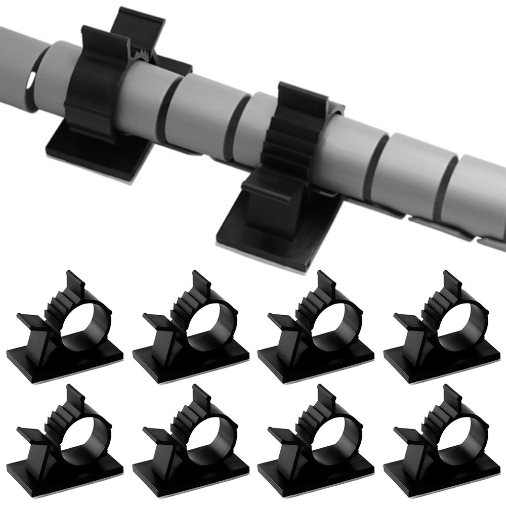 10PCS Adhesive Cord Management Cable Clips Black Wire Holder Organizer Clamp