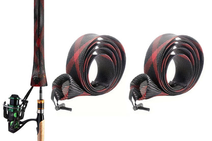 2Pcs Fishing Rod Sock with Strap Fishing Rod Sleeve for Baitcasting-Red
