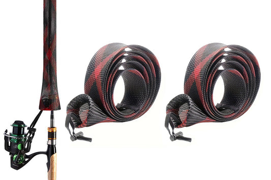 2Pcs Fishing Rod Sock with Strap Fishing Rod Sleeve for Baitcasting-Red