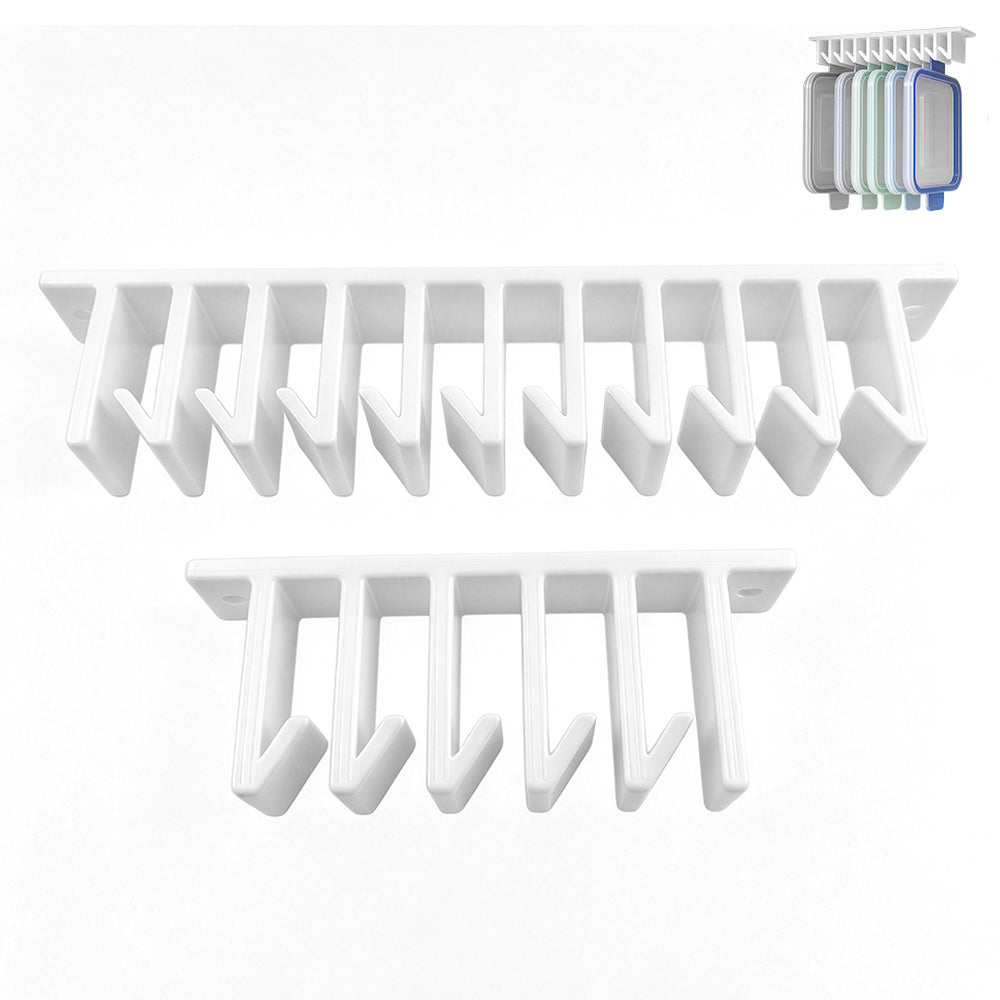 2 Pack 5 Grids Under Shelf Lid Organizer Slide In for Cabinet Storage - White