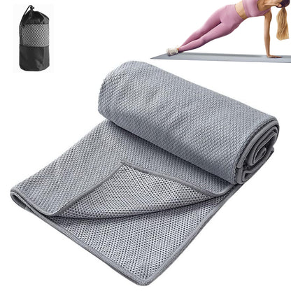 Hot Yoga Towel Microfiber Sweat Anti-Slip Yoga Mat Towels for Bikram Pilates-Grey