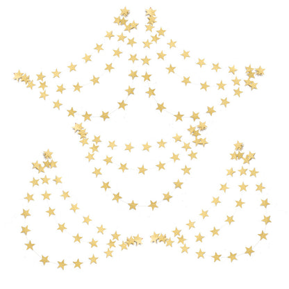 5 Pack 4m Thick Paper Star Garland Bunting Banners for Parties - Gold