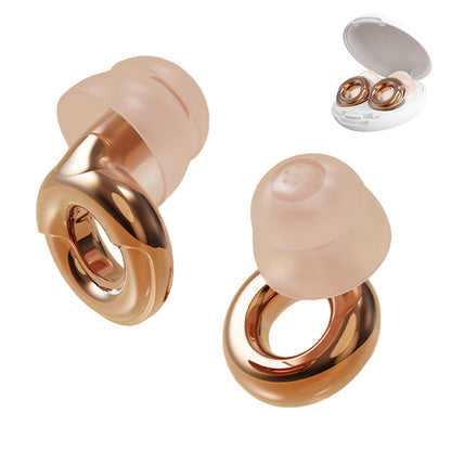 Silicone Noise Reduction Earplugs with 3 Pairs of Ear Tips - Gold