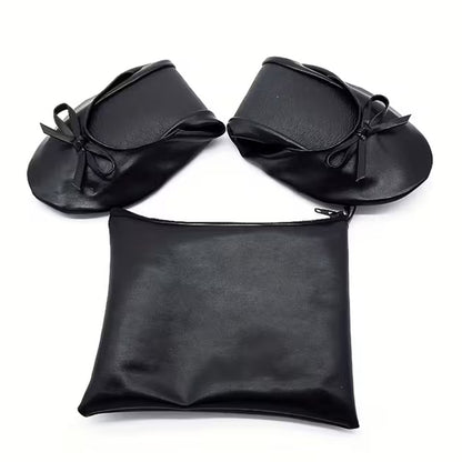 Women Foldable Indoor Ballet Flat Roll Slipper Shoes Dance Shoes Party Ball Prom-Black