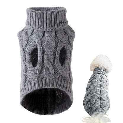 Puppy Dog Jumper Winter Warm Knitted Sweater Pet Clothes for Small Dogs Coat -Grey