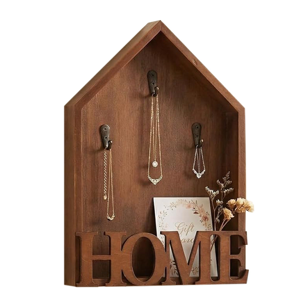 Vintage Key Holder Wall Mount with 3 Hooks Key Rack - Brown
