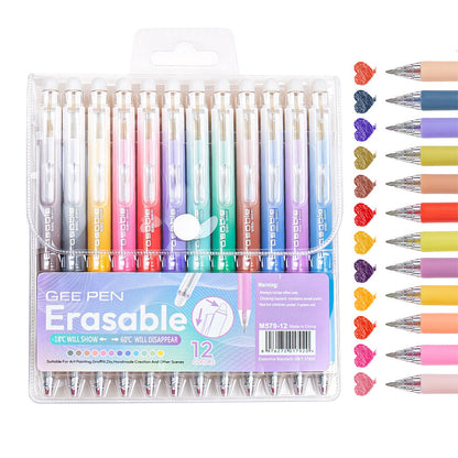 12-Piece Set Colorful Click-Erasable Gel Pen Set for Students School Office
