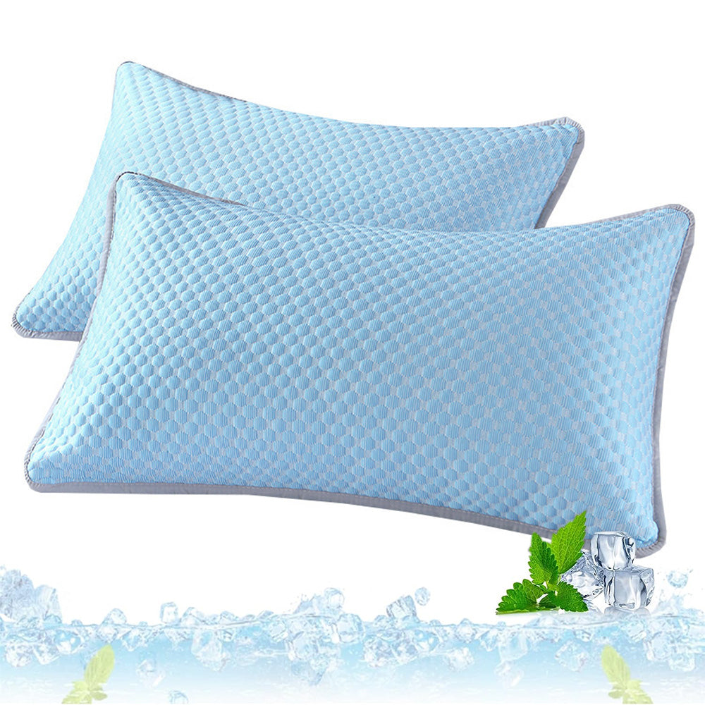 2 Pack 48x74cm Textured Cooling Polyester Pillowcases - Blue