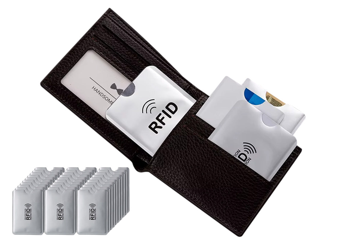 30 PCS Slim RFID Blocking Card Sleeves Credit ID Protector Wallet Shield-Silver
